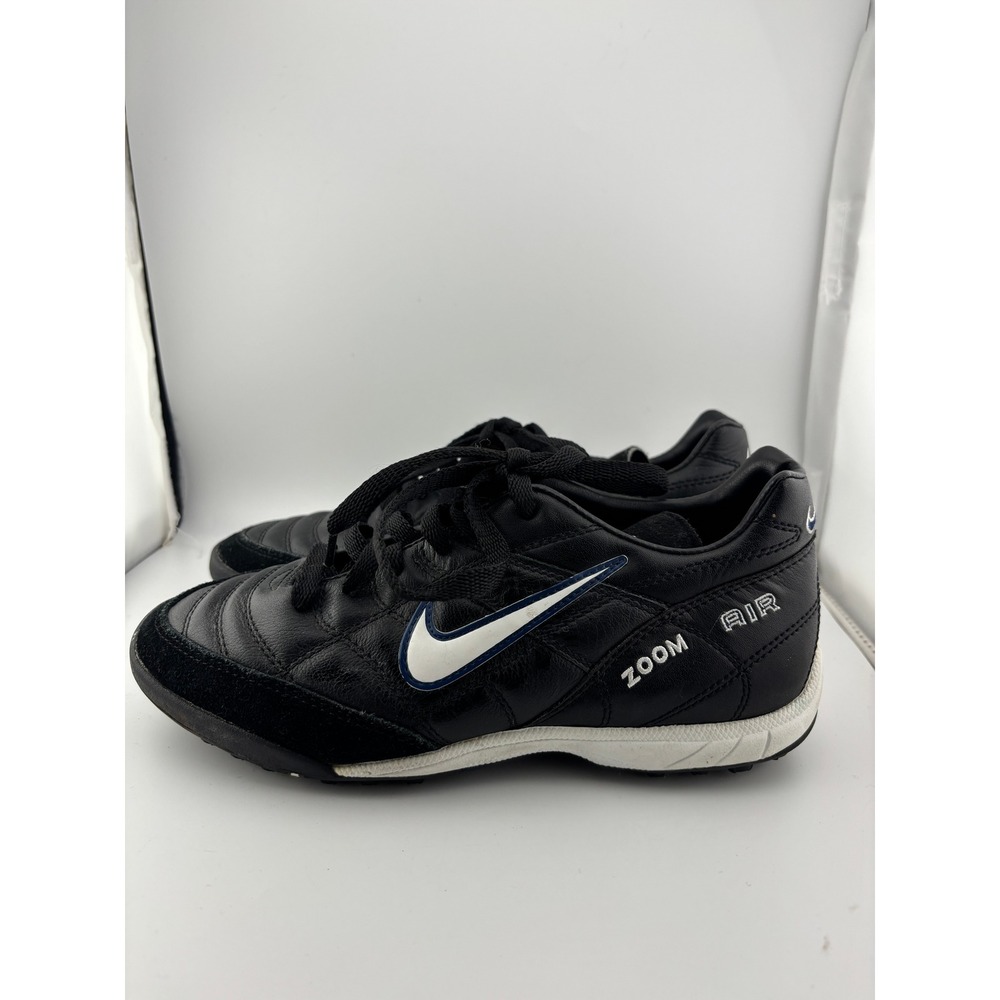 Vintage Nike Zoom Air Turf Soccer Shoes Black Leather Cleats 117328-011 Womens 6